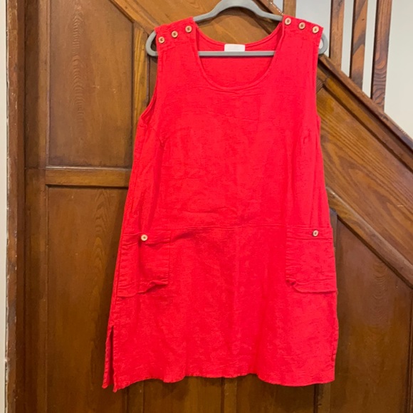 Pretty 100% cotton red dress - Picture 1 of 5